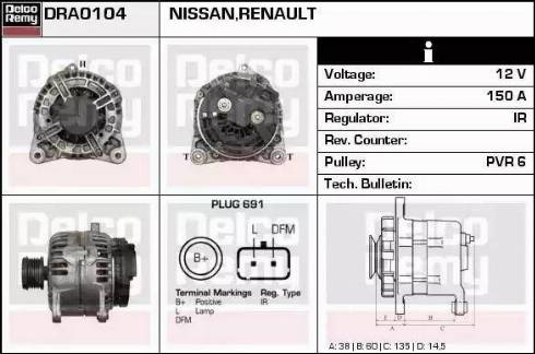 Remy DRA1004 - Alternator autospares.lv