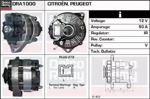 Remy DRA1000 - Alternator autospares.lv