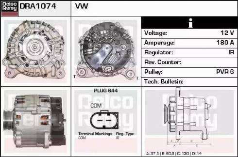 Remy DRA1074 - Alternator autospares.lv