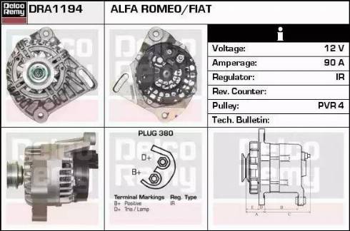 Remy DRA1194 - Alternator autospares.lv