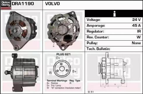 Remy DRA1190 - Alternator autospares.lv