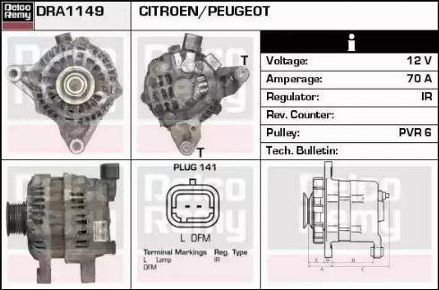 Remy DRA1149 - Alternator autospares.lv