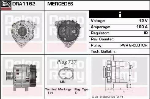 Remy DRA1162 - Alternator autospares.lv