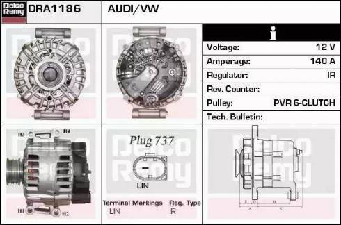 Remy DRA1186 - Alternator autospares.lv