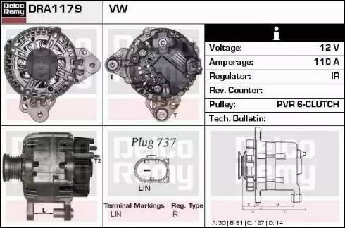 Remy DRA1179 - Alternator autospares.lv