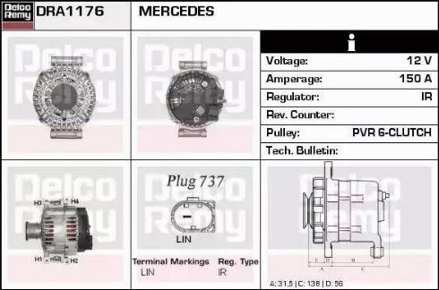 Remy DRA1176 - Alternator autospares.lv