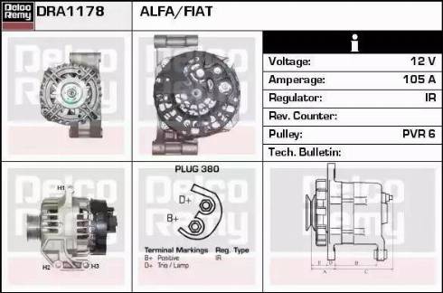 Remy DRA1178 - Alternator autospares.lv