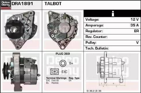 Remy DRA1891 - Alternator autospares.lv