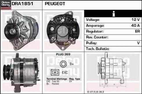 Remy DRA1851 - Alternator autospares.lv