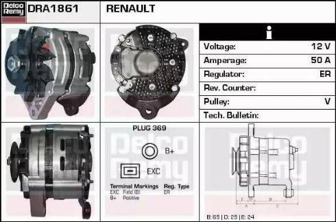 Remy DRA1861 - Alternator autospares.lv