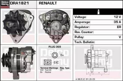 Remy DRA1821 - Alternator autospares.lv