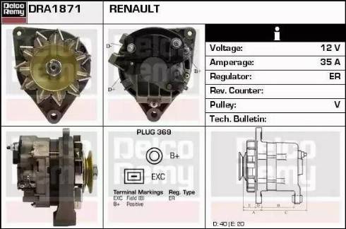 Remy DRA1871 - Alternator autospares.lv