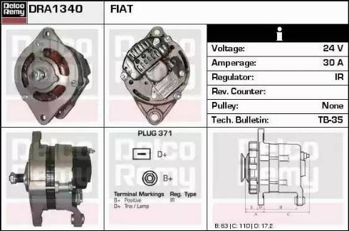 Remy DRA1340 - Alternator autospares.lv