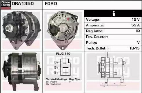 Remy DRA1350 - Alternator autospares.lv