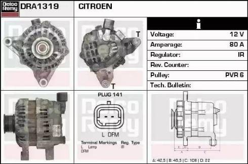 Remy DRA1319 - Alternator autospares.lv