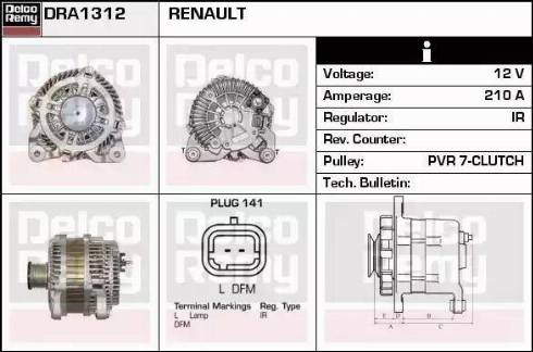 Remy DRA1312 - Alternator autospares.lv