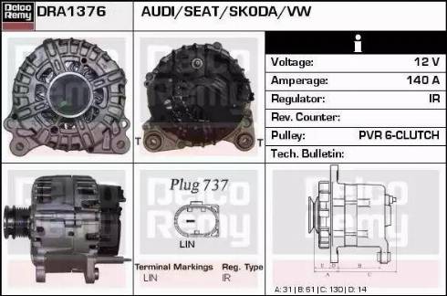 Remy DRA1376 - Alternator autospares.lv