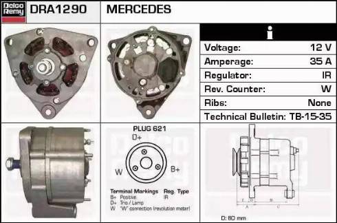 Remy DRA1290 - Alternator autospares.lv