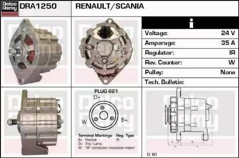 Remy DRA1250 - Alternator autospares.lv