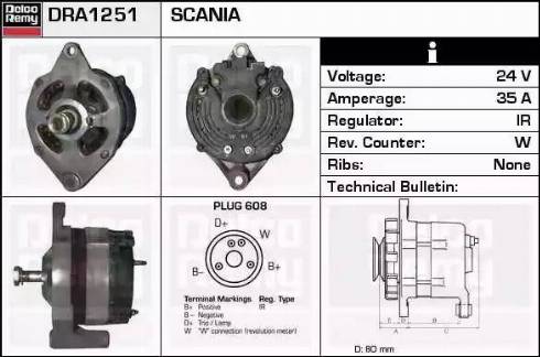 Remy DRA1251 - Alternator autospares.lv