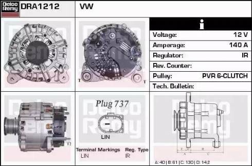Remy DRA1212 - Alternator autospares.lv
