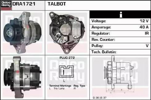 Remy DRA1721 - Alternator autospares.lv