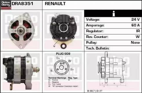 Remy DRA8351 - Alternator autospares.lv