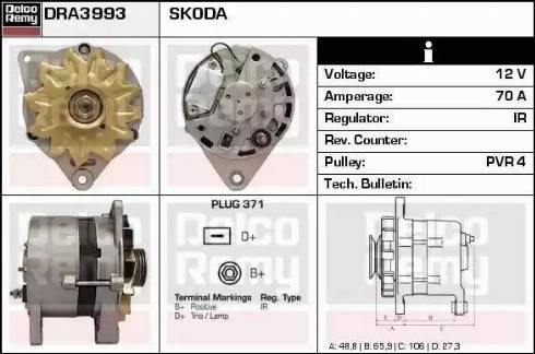 Remy DRA3993 - Alternator autospares.lv