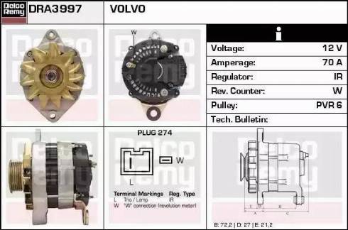 Remy DRA3997 - Alternator autospares.lv