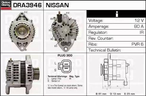 Remy DRA3946 - Alternator autospares.lv