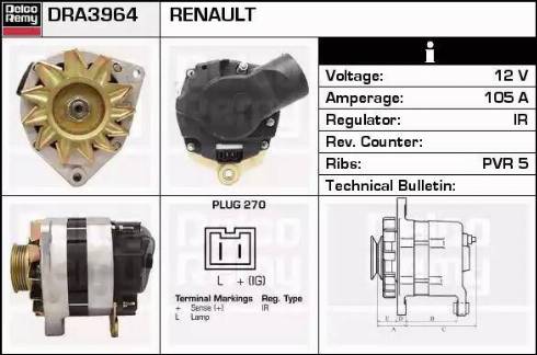 Remy DRA3964 - Alternator autospares.lv