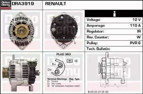 Remy DRA3919 - Alternator autospares.lv