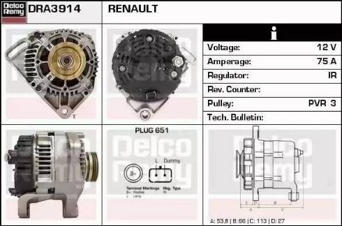 Remy DRA3914 - Alternator autospares.lv