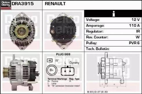 Remy DRA3915 - Alternator autospares.lv