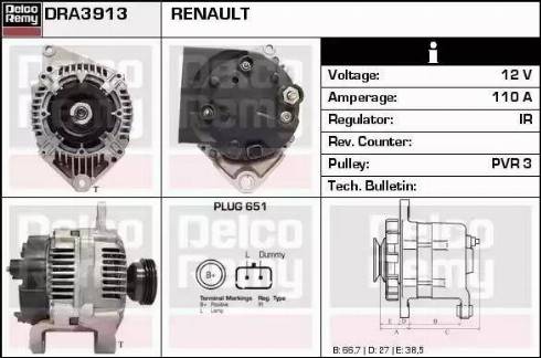 Remy DRA3913 - Alternator autospares.lv