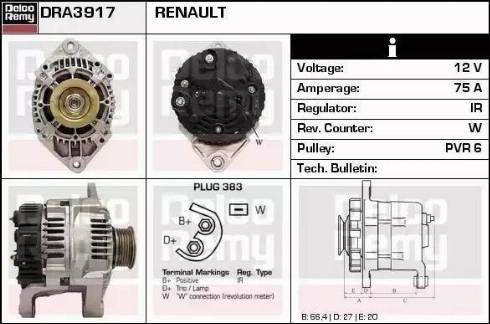 Remy DRA3917 - Alternator autospares.lv