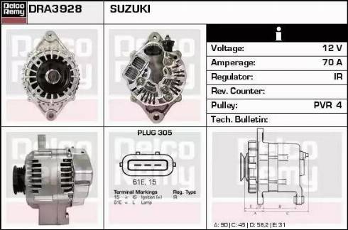 Remy DRA3928 - Alternator autospares.lv