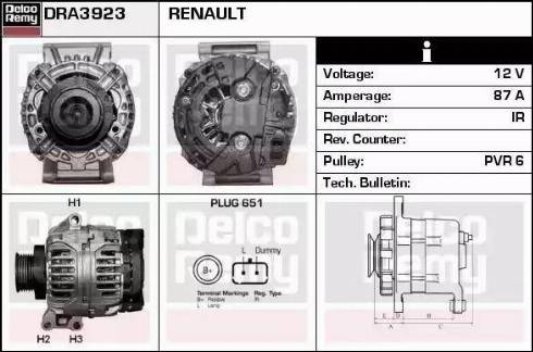 Remy DRA3923 - Alternator autospares.lv