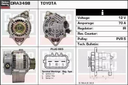 Remy DRA3498 - Alternator autospares.lv