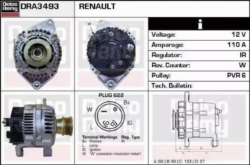 Remy DRA3493 - Alternator autospares.lv