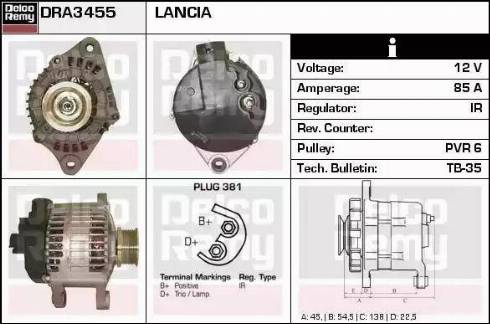 Remy DRA3455 - Alternator autospares.lv