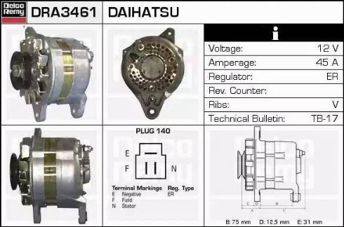 Remy DRA3461 - Alternator autospares.lv