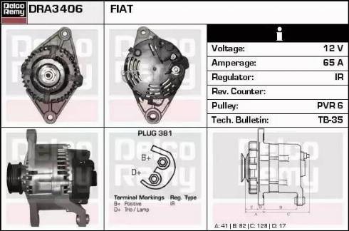 Remy DRA3406 - Alternator autospares.lv