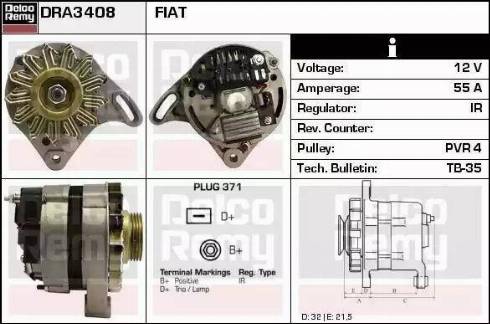 Remy DRA3408 - Alternator autospares.lv