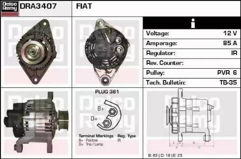 Remy DRA3407 - Alternator autospares.lv