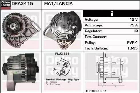 Remy DRA3415 - Alternator autospares.lv