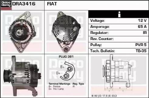 Remy DRA3416 - Alternator autospares.lv