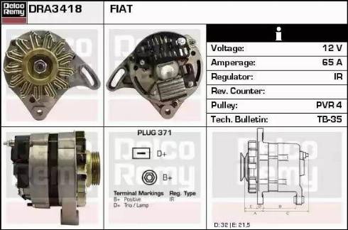 Remy DRA3418 - Alternator autospares.lv