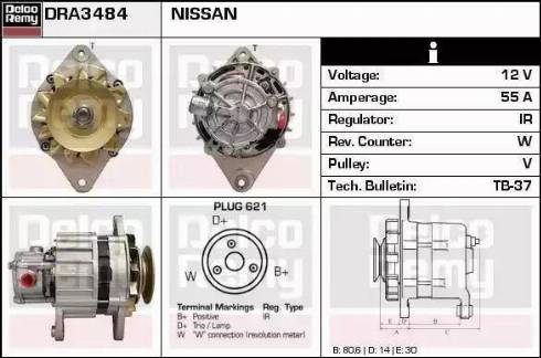 Remy DRA3484 - Alternator autospares.lv