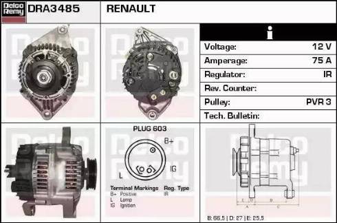 Remy DRA3485 - Alternator autospares.lv